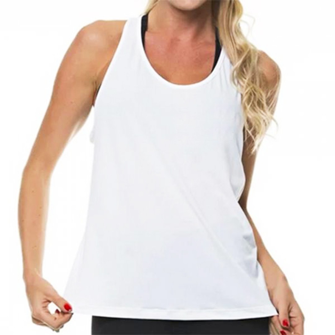 Cropped Regata Fitness Dry Furadinha Academia 193 Branco Branco